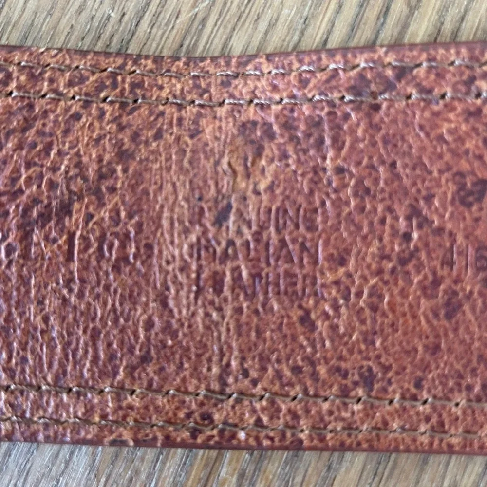 Vintage Made in Italy Wide Brown Leather Belt Square Buckle Statement Size L